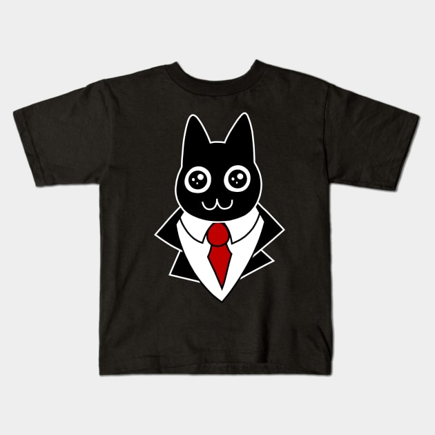 Cat in Suit Kids T-Shirt by pako-valor